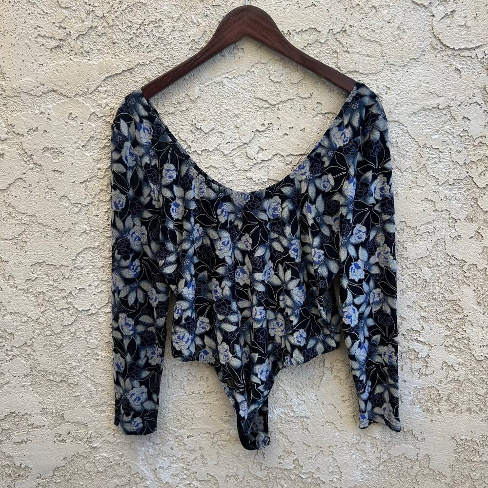 Vintage Frederick’s Of Hollywood Floral Mesh Bodysuit Size 2X